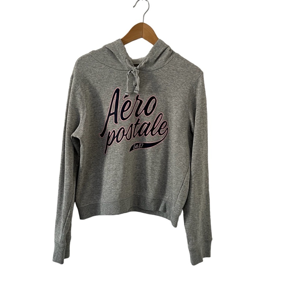 Aeropostale Hoodie Grey Pink and Blue lettering Size L